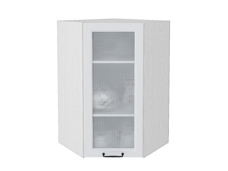 920*600*600 Шкаф верхний угловой остекленный Ницца Blanco Белый