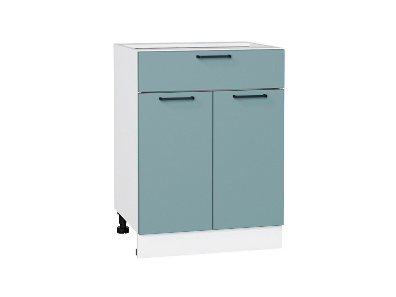 816*600* Шкаф нижний с 2-мя дверцами и ящиком Флэт Grey-green In 2S Белый