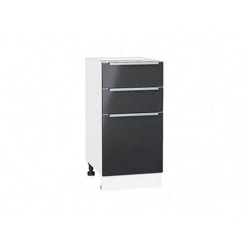 816*400* Шкаф нижний с 3-мя ящиками Фьюжн Anthracite Белый
