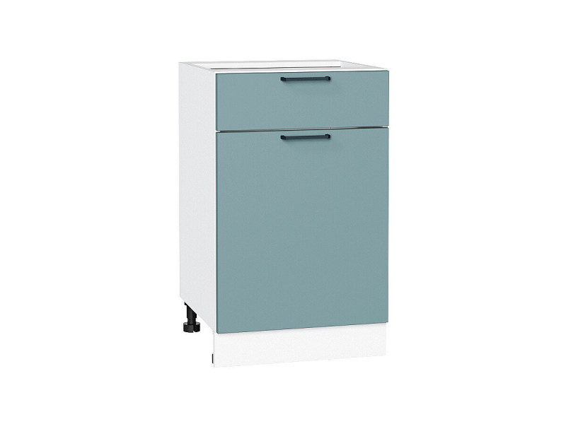 816*500* Шкаф нижний с 1-ой дверцей и ящиком Флэт Grey-green In 2S Белый