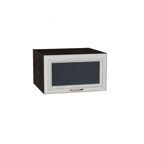 358*600* Шкаф верхний горизонтальный остекленный глубокий Шале White Dreamline Graphite